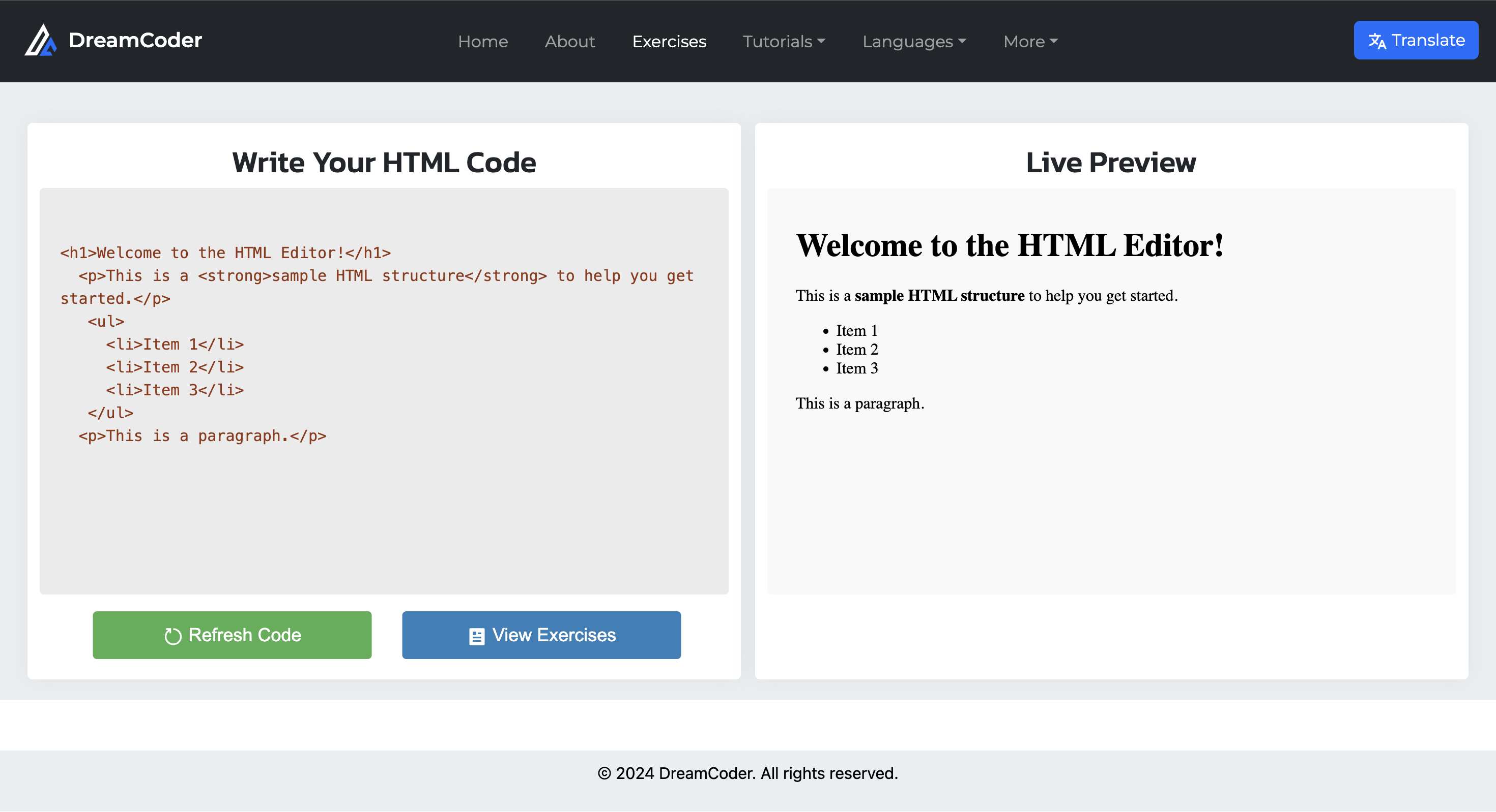 HTML Editor Screenshot